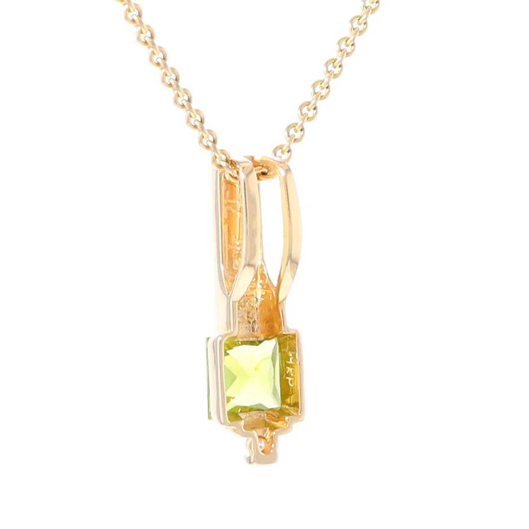 Opal Pendant Rectangle Inlaid with Peridot and .03ctw Round Diamond