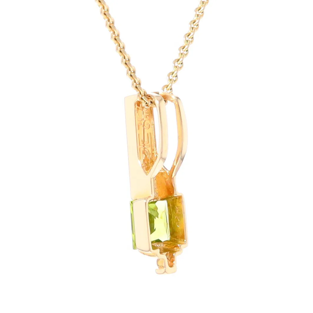 Opal Pendant Rectangle Inlaid with Peridot and .03ctw Round Diamond