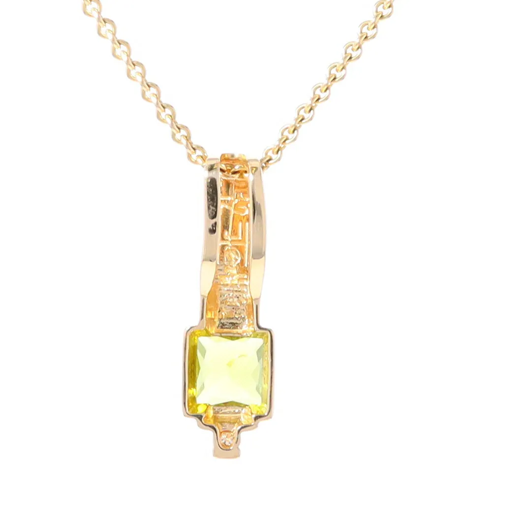 Opal Pendant Rectangle Inlaid with Peridot and .03ctw Round Diamond