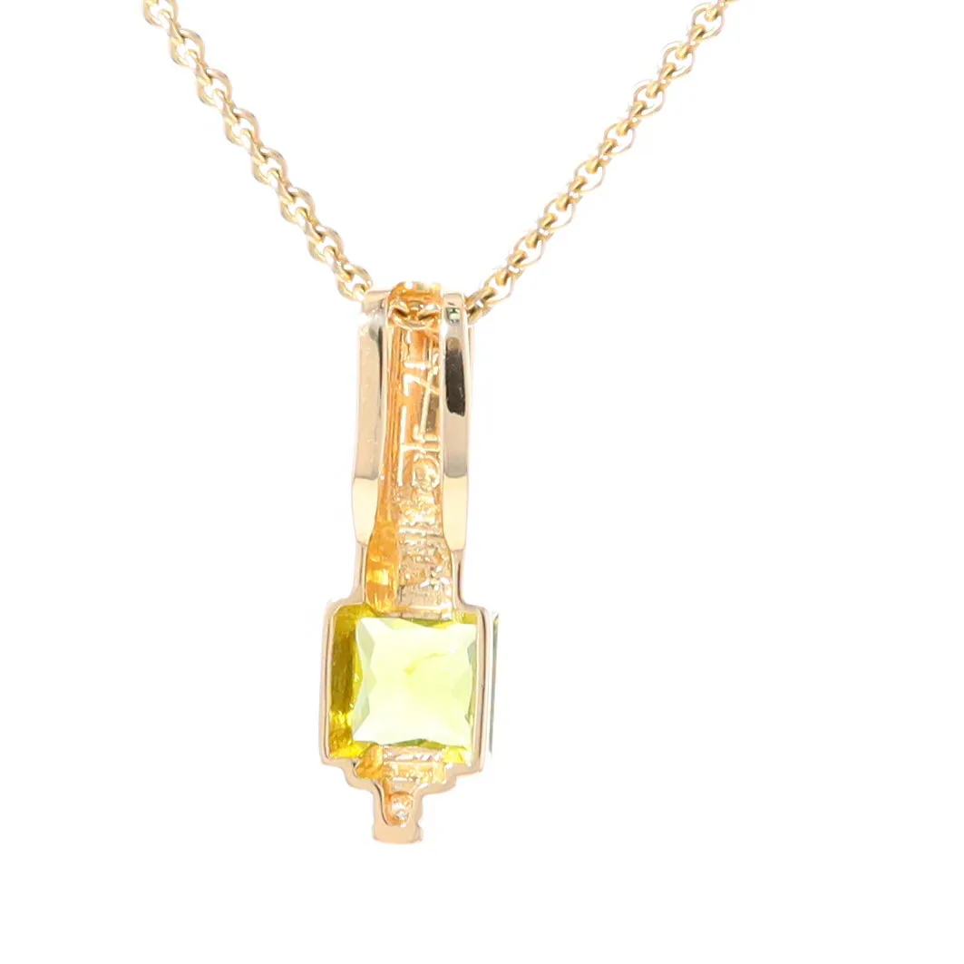 Opal Pendant Rectangle Inlaid with Peridot and .03ctw Round Diamond