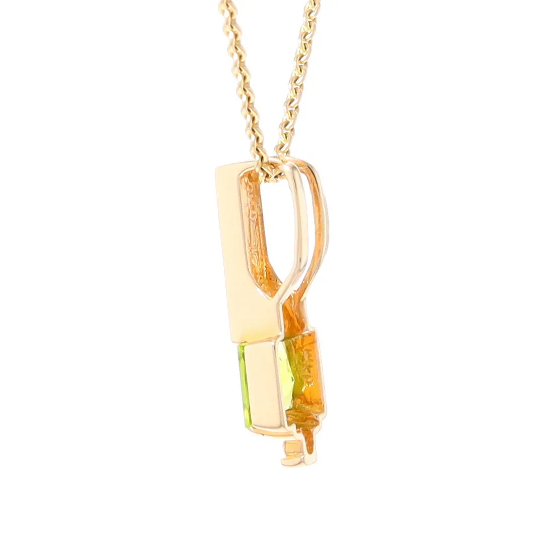 Opal Pendant Rectangle Inlaid with Peridot and .03ctw Round Diamond