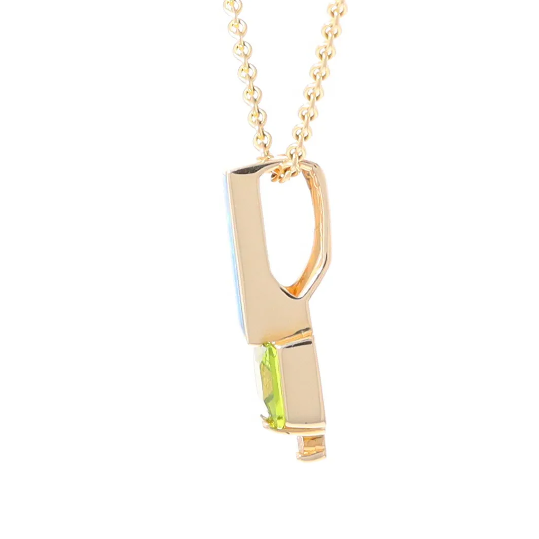 Opal Pendant Rectangle Inlaid with Peridot and .03ctw Round Diamond