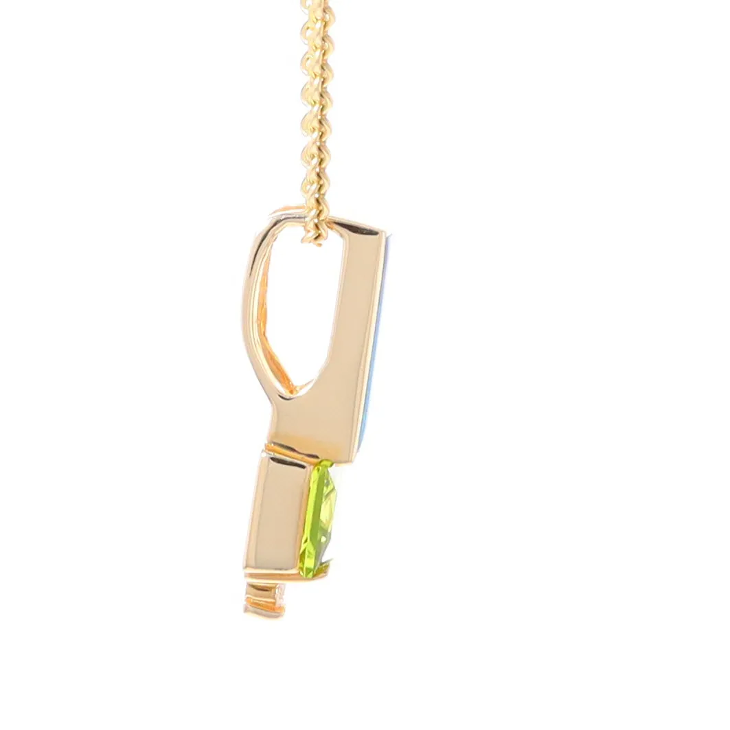 Opal Pendant Rectangle Inlaid with Peridot and .03ctw Round Diamond