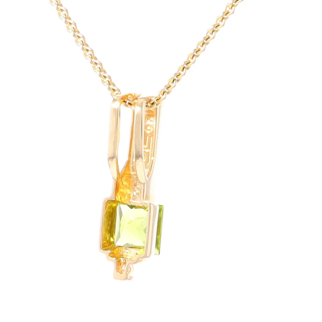 Opal Pendant Rectangle Inlaid with Peridot and .03ctw Round Diamond