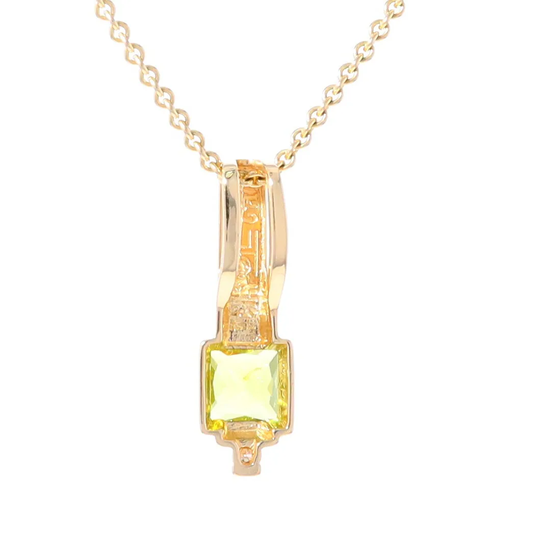 Opal Pendant Rectangle Inlaid with Peridot and .03ctw Round Diamond