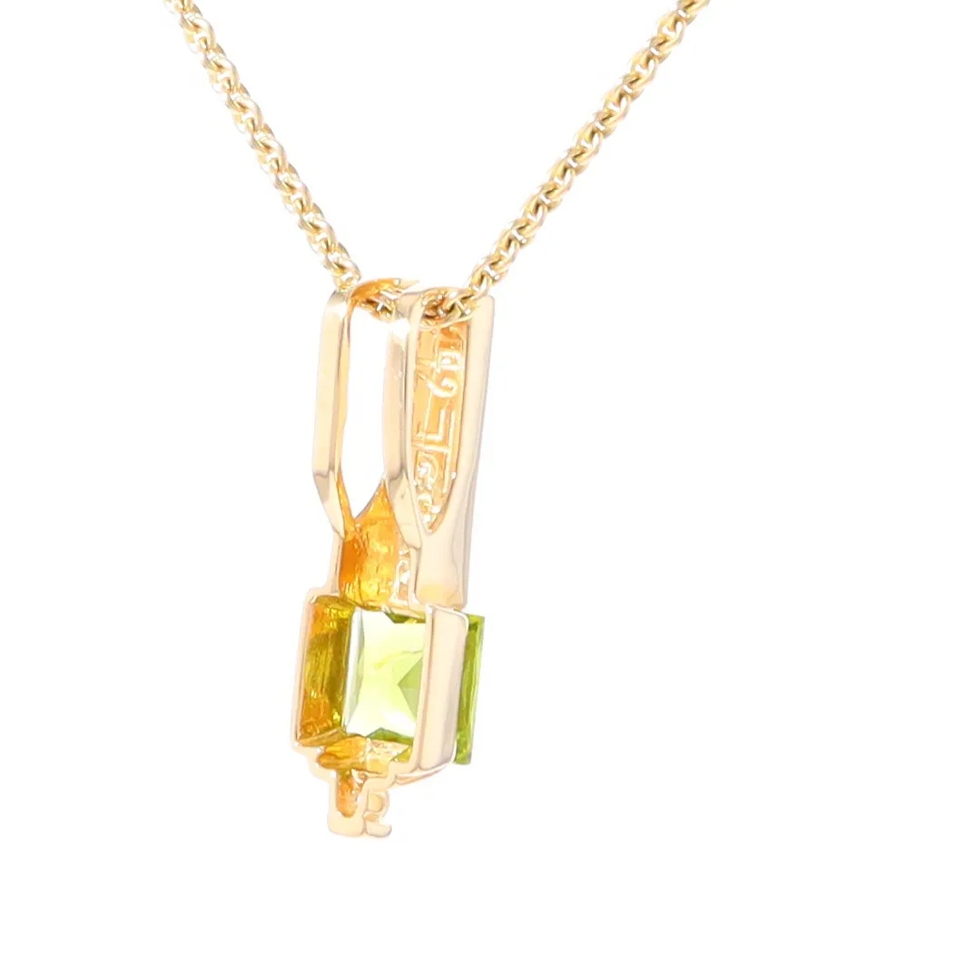 Opal Pendant Rectangle Inlaid with Peridot and .03ctw Round Diamond