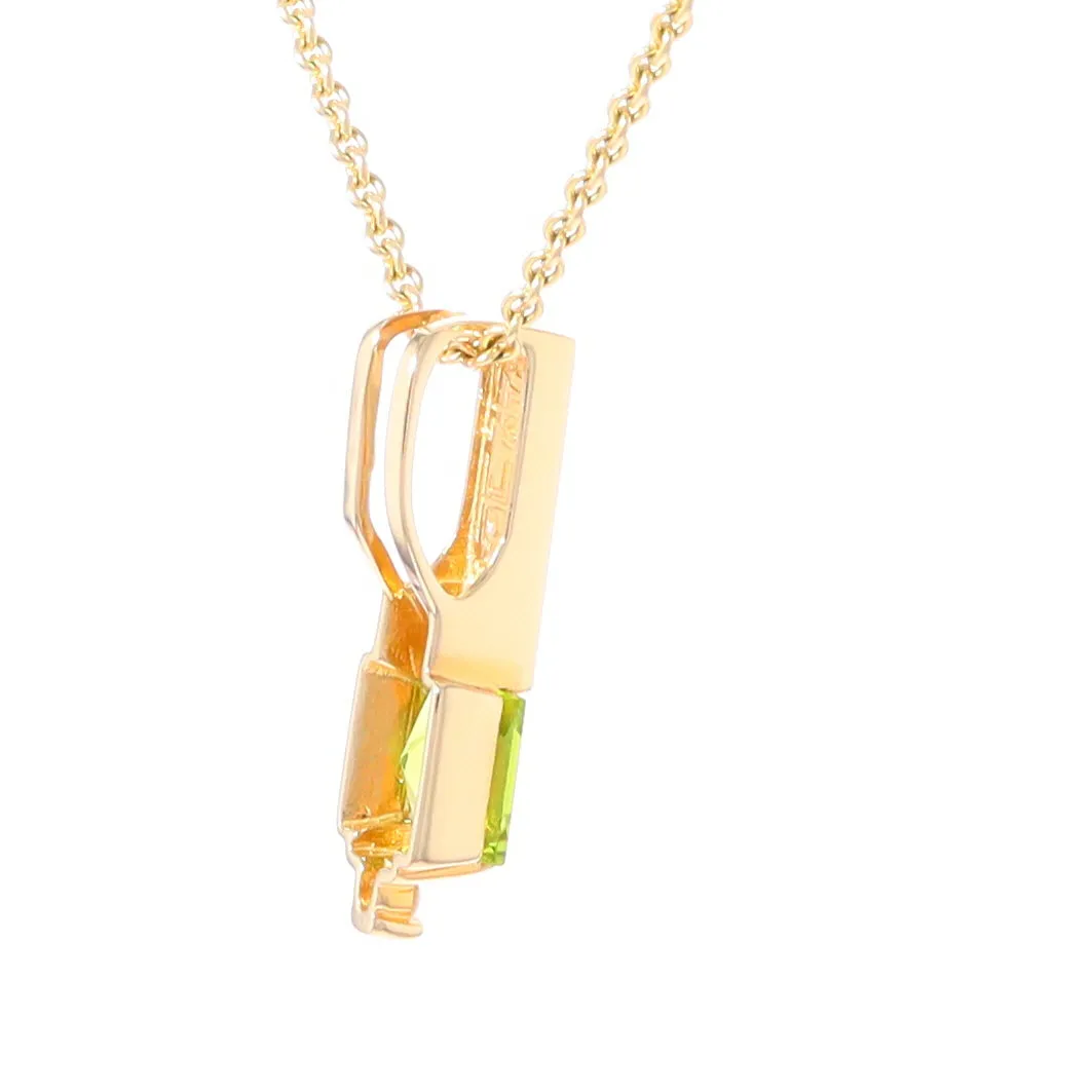 Opal Pendant Rectangle Inlaid with Peridot and .03ctw Round Diamond