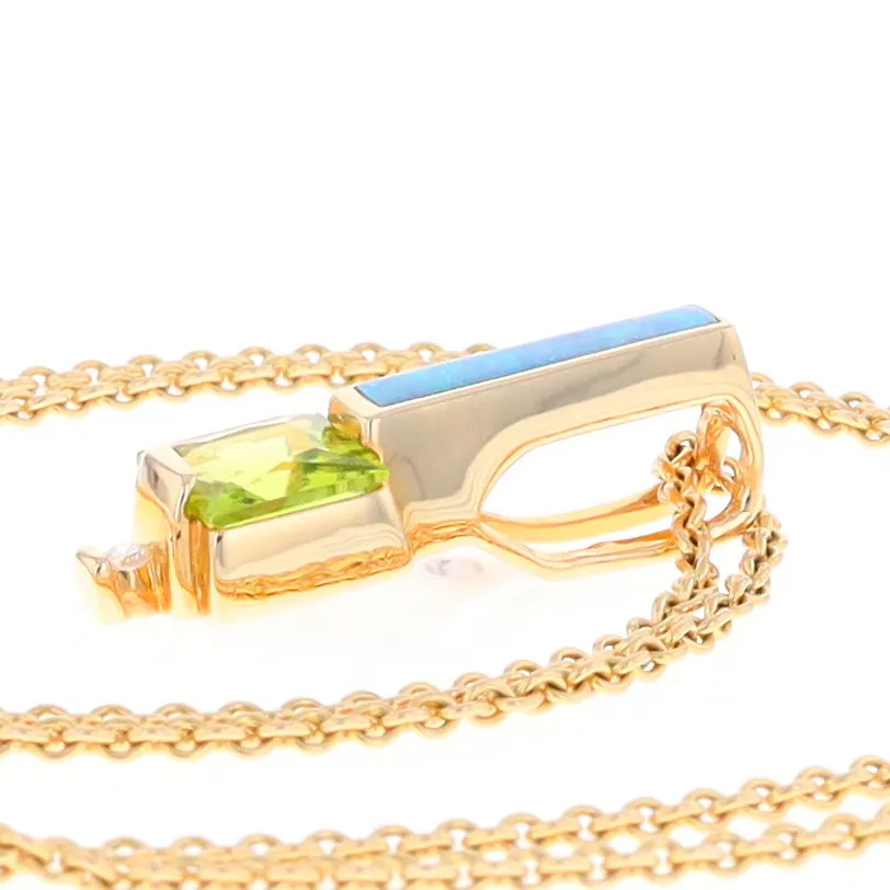 Opal Pendant Rectangle Inlaid with Peridot and .03ctw Round Diamond