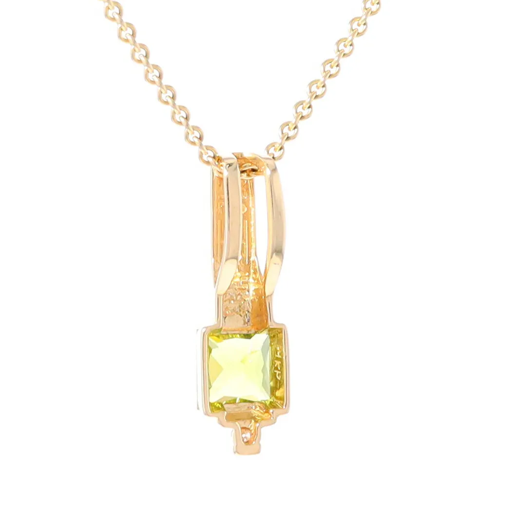 Opal Pendant Rectangle Inlaid with Peridot and .03ctw Round Diamond