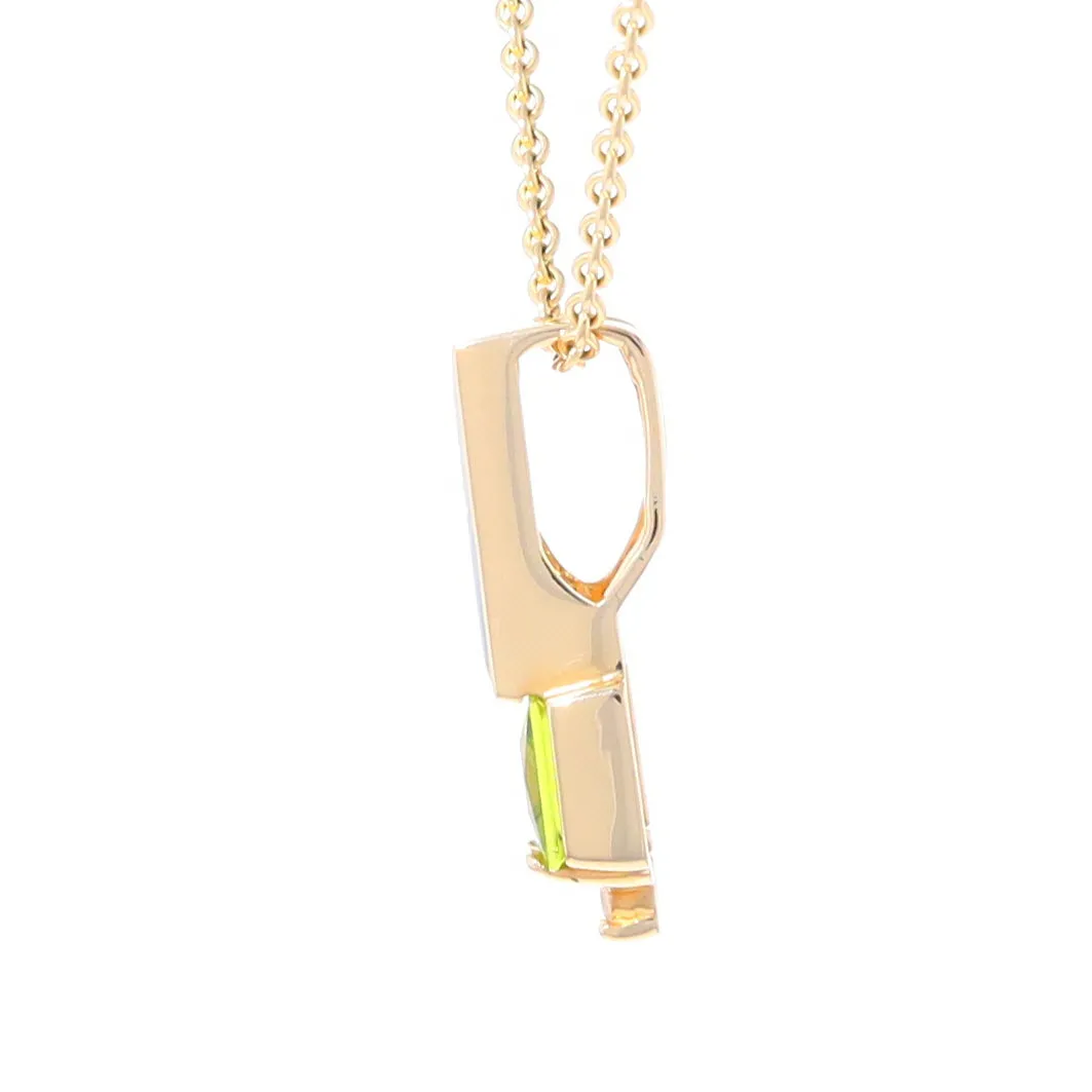 Opal Pendant Rectangle Inlaid with Peridot and .03ctw Round Diamond