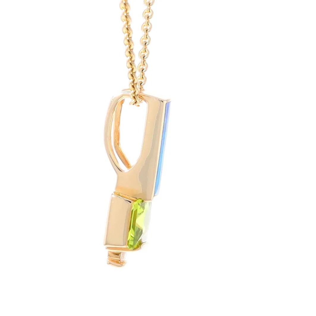 Opal Pendant Rectangle Inlaid with Peridot and .03ctw Round Diamond