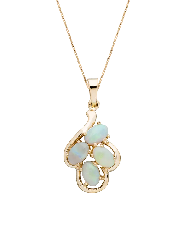 Opal Set - 9ct Yellow Gold Solid Opal Pendant & Earrings Set