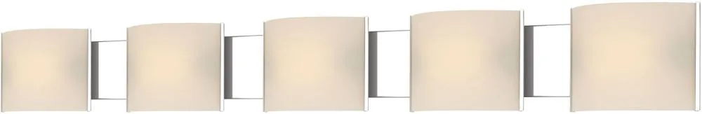 Pannelli Led 5 Light Vanity In Chrome and Hand Moulded Opal White Glass