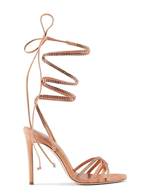 Paris Texas Holly Nicole Lace-Up Sandal PX704 Peach Moonstone