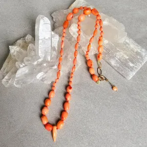 Peach Coral Handknotted Necklace #8080