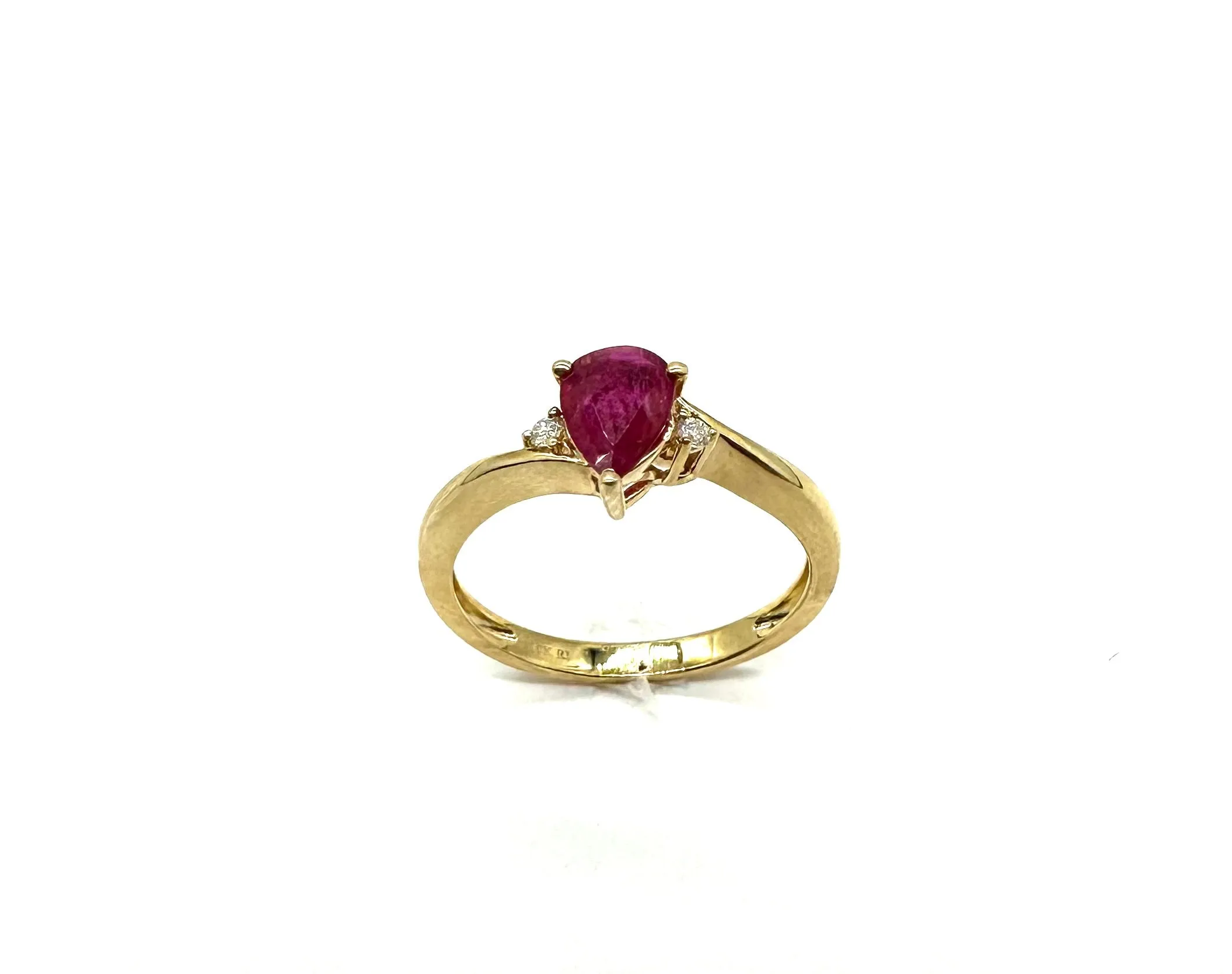 Pear Ruby & Diamond Accent Bypass Ring