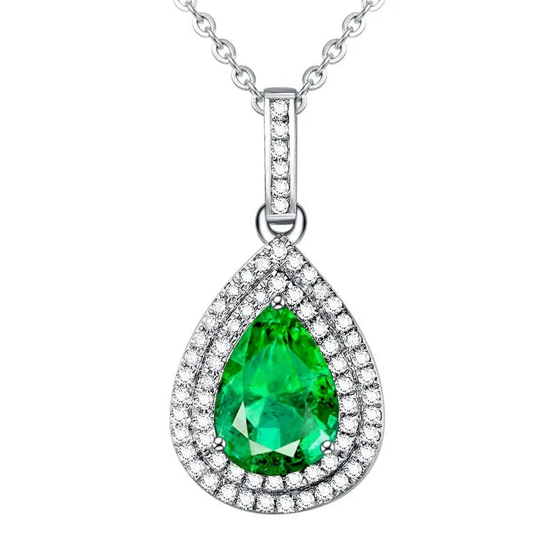 Pear-Shaped Emerald Colored Gems Women's Engagement Water Drop