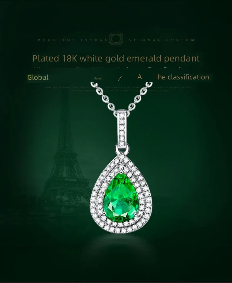 Pear-Shaped Emerald Colored Gems Women's Engagement Water Drop