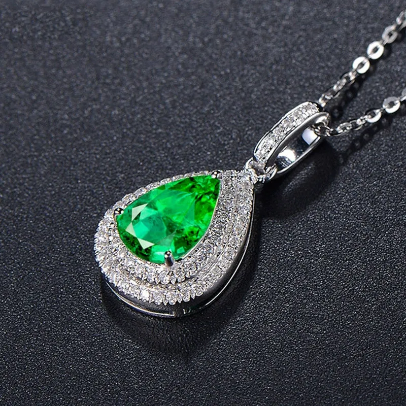 Pear-Shaped Emerald Colored Gems Women's Engagement Water Drop