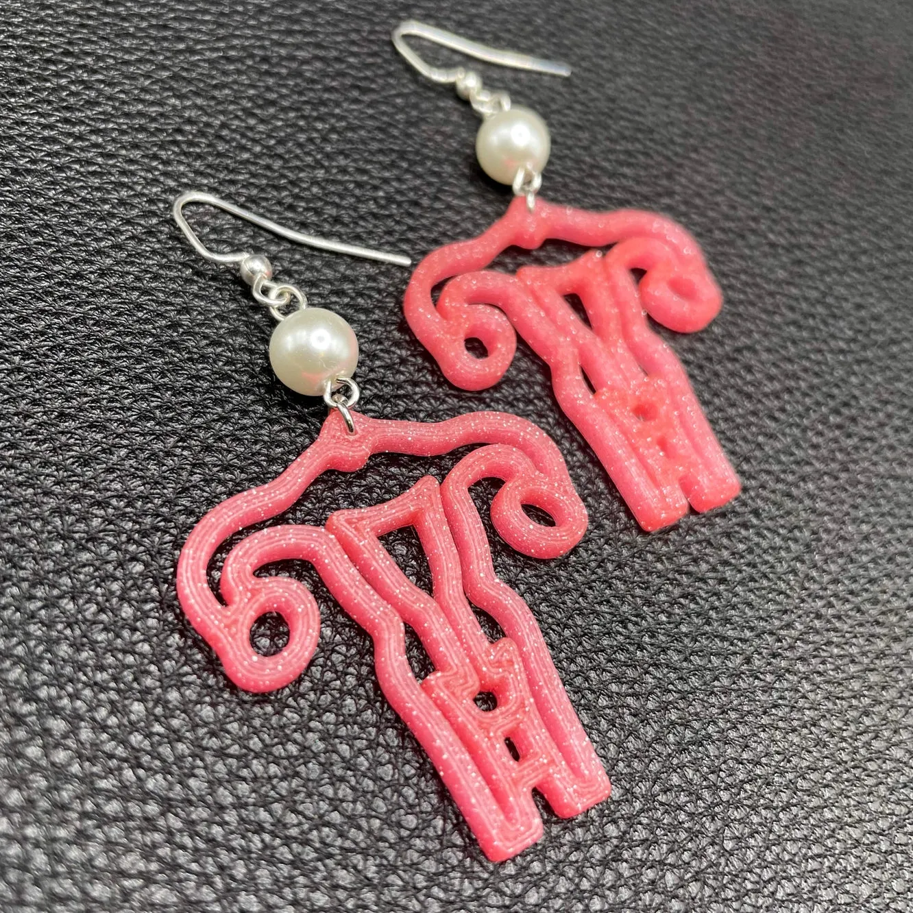 Pink Glitter Uterus Earrings