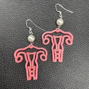 Pink Glitter Uterus Earrings