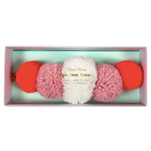 Pink Pompom Crown