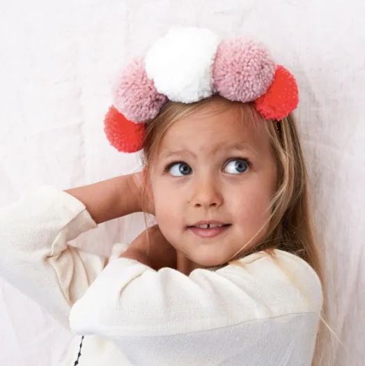 Pink Pompom Crown