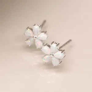 POM Sterling Silver Opal Flower Stud Earrings