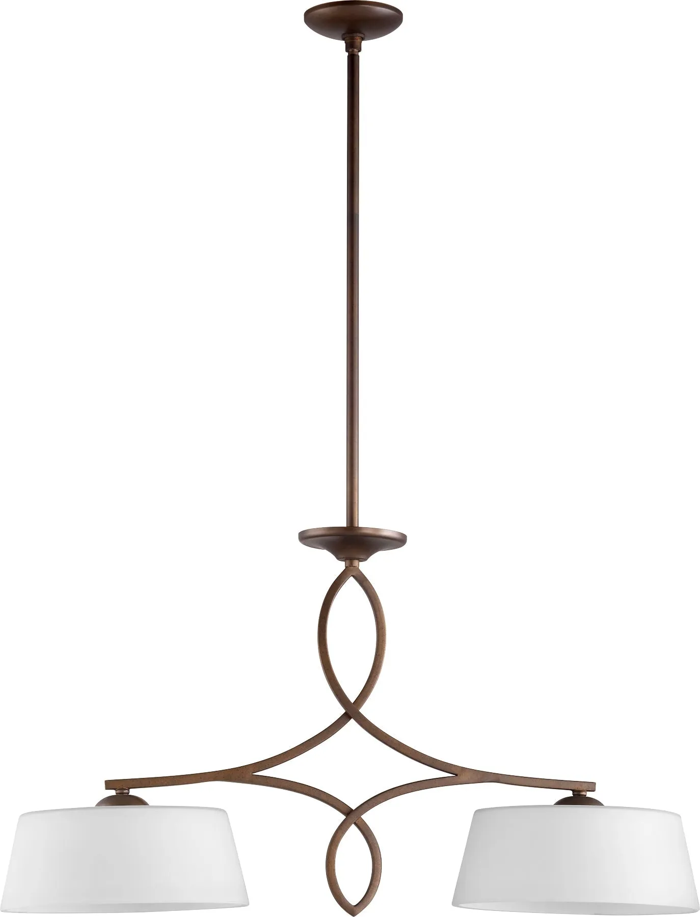 Quorum Willingham 6512-2-186 Island Light - Oiled Bronze W/ Satin Opal