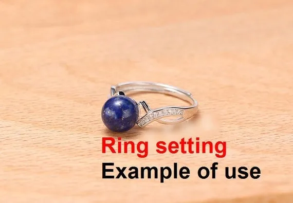 Ring Setting Blank 6-9mm 1pc 2.0g 925 Sterling Silver Adjustable CZ Semi Mount Round Shape Base for 1 Pearl Bead Wholesale Available