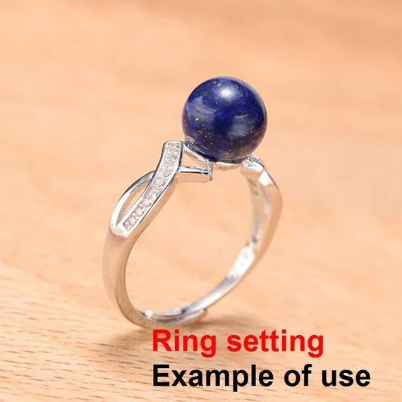 Ring Setting Blank 6-9mm 1pc 2.0g 925 Sterling Silver Adjustable CZ Semi Mount Round Shape Base for 1 Pearl Bead Wholesale Available