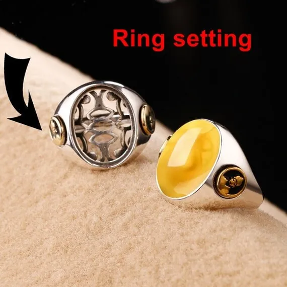 Ring Setting Blank Bezel 15x20mm 1pc 10g 925 Sterling Silver Adjustable for 1 Oval Shape Cabochon Stone Cameo No Prongs Wholesale Available