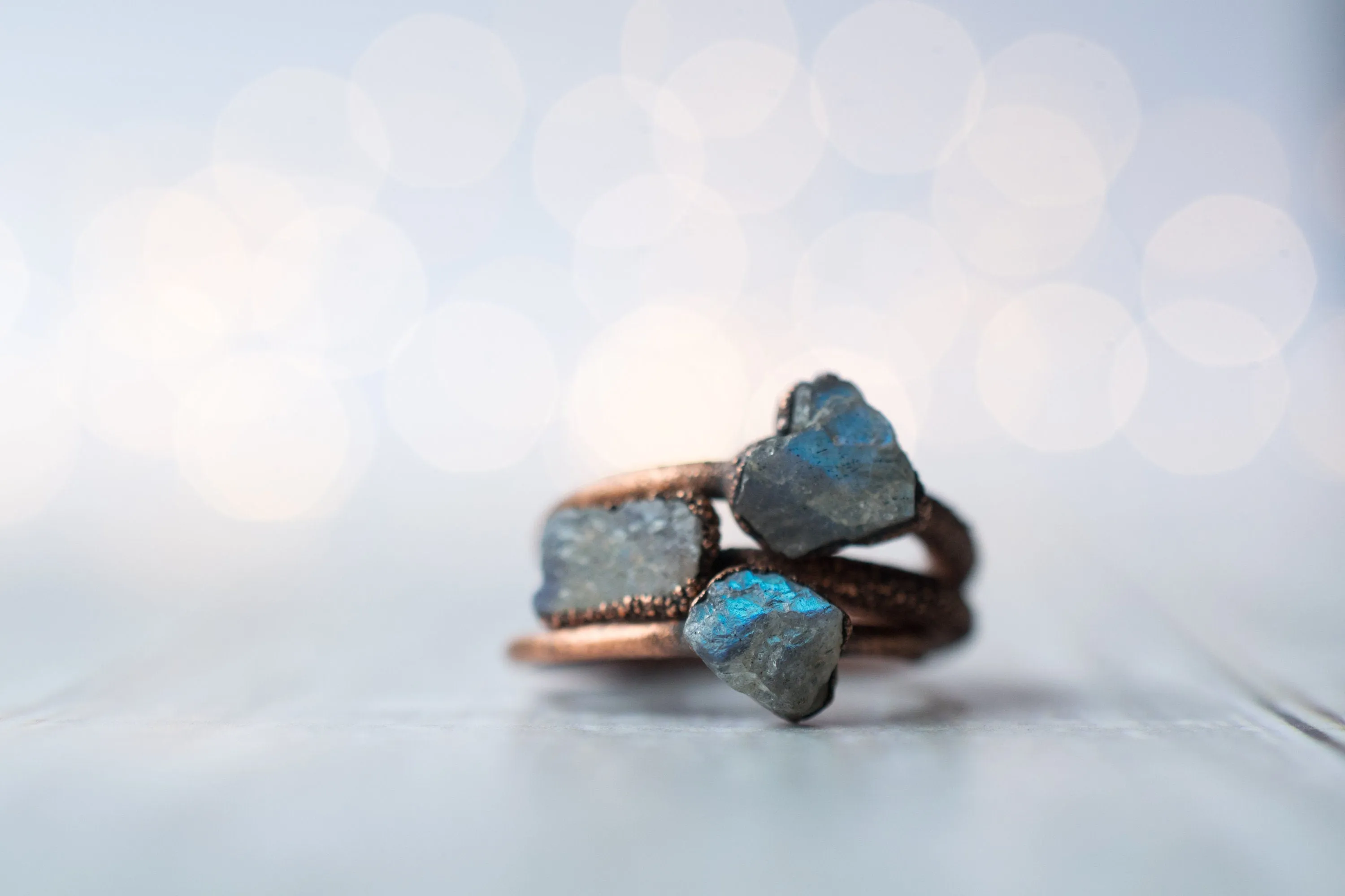 SALE Raw Labradorite ring | Gemstone stacking ring