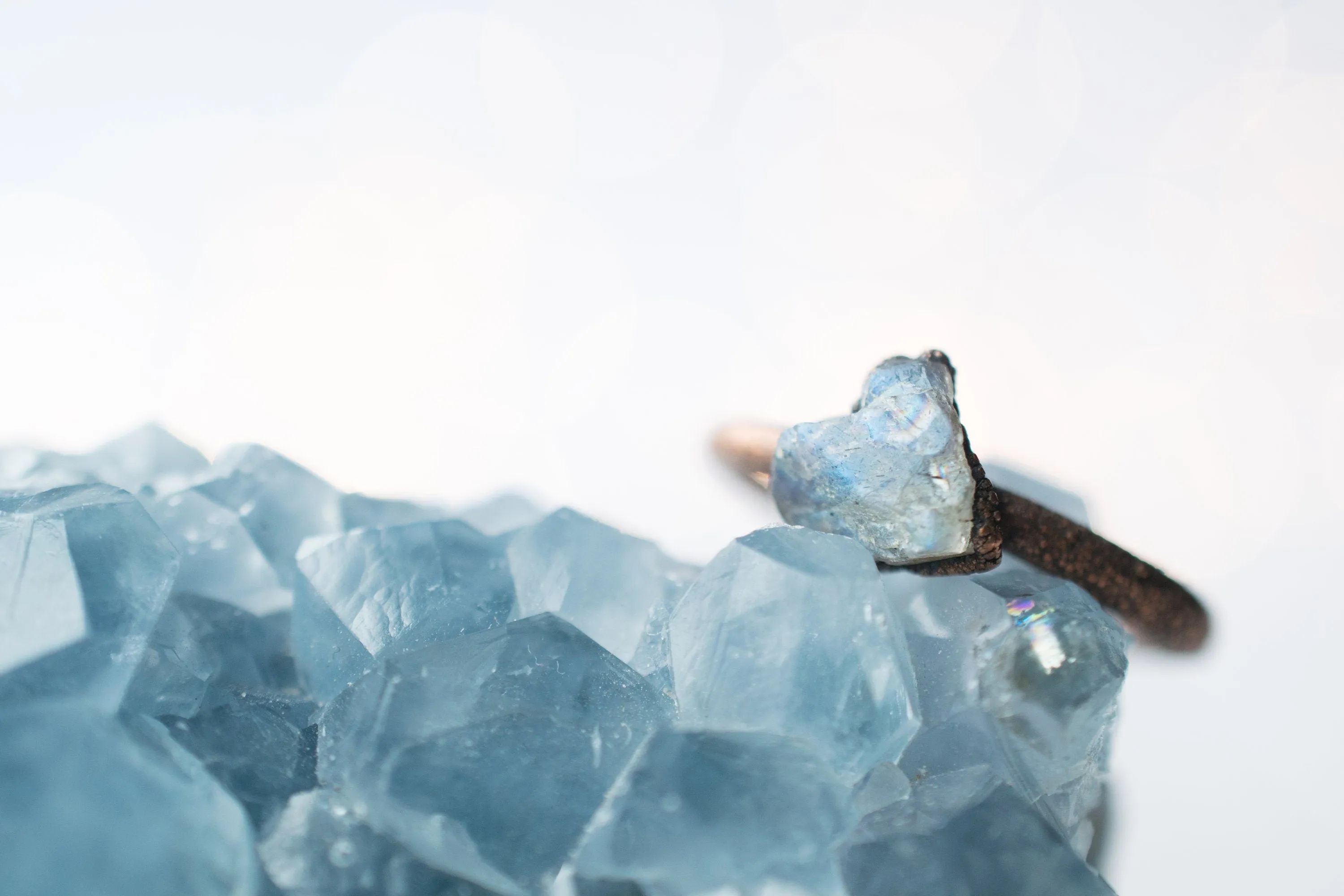 SALE Raw Labradorite ring | Gemstone stacking ring