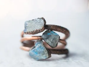 SALE Raw Labradorite ring | Gemstone stacking ring