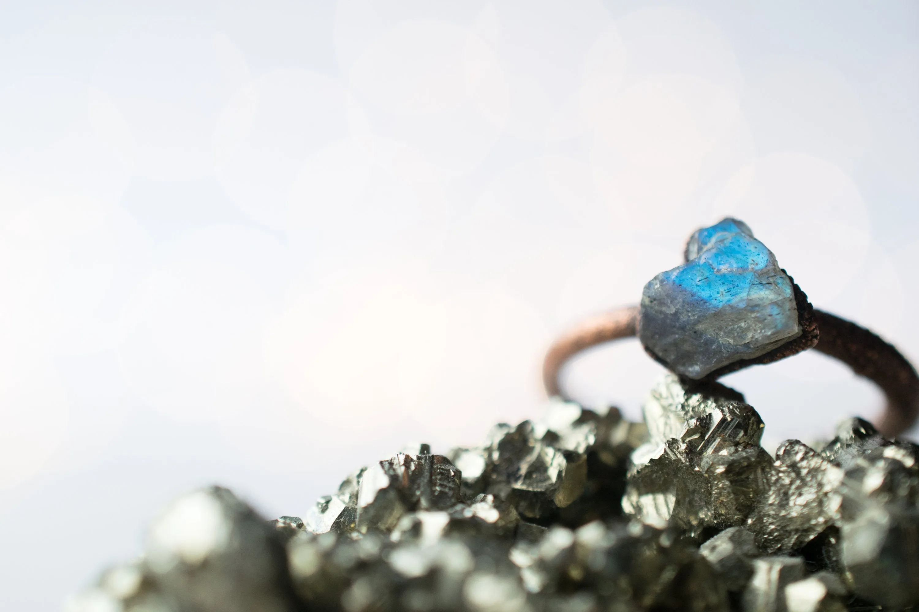 SALE Raw Labradorite ring | Gemstone stacking ring