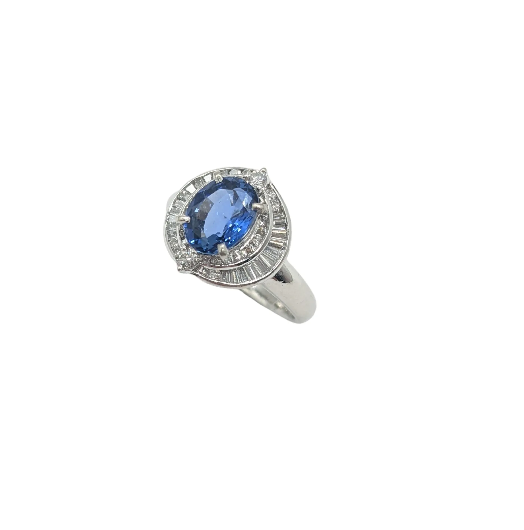 Sapphire and Diamond Double Halo Ladies Ring