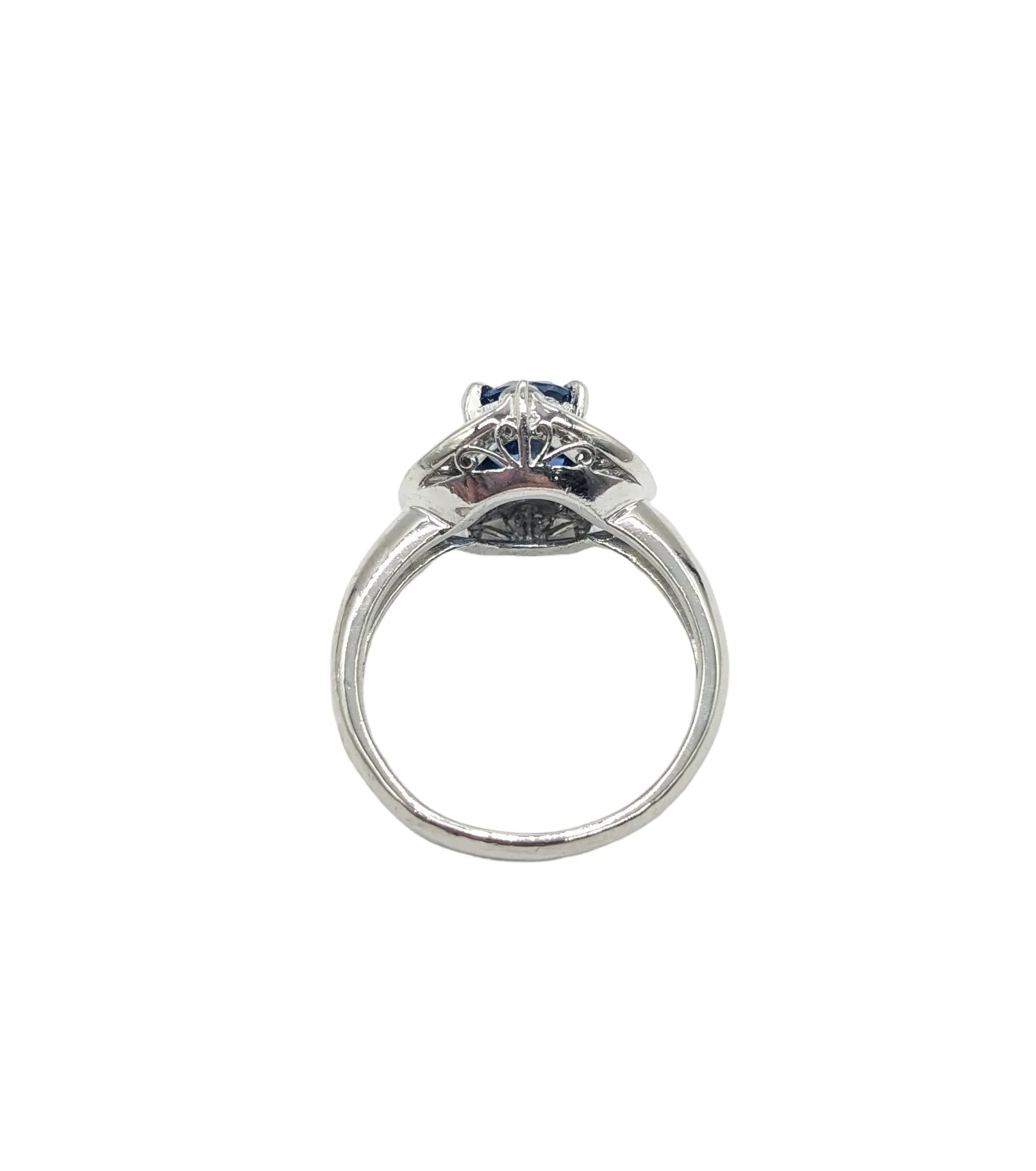 Sapphire and Diamond Double Halo Ladies Ring