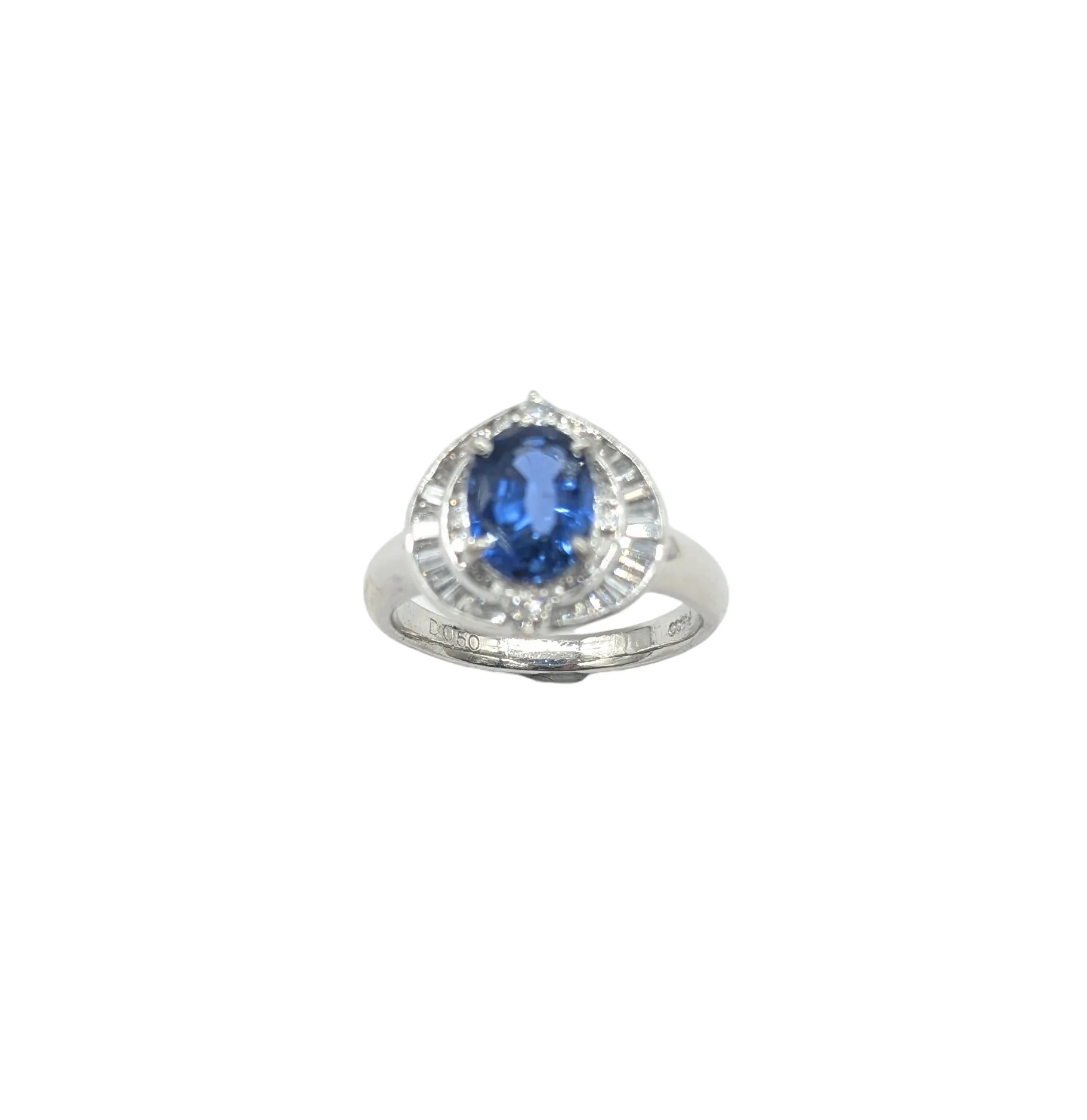 Sapphire and Diamond Double Halo Ladies Ring