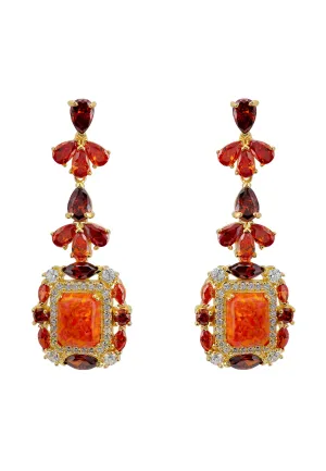 Selena Fire Opal Drop Earrings Gold