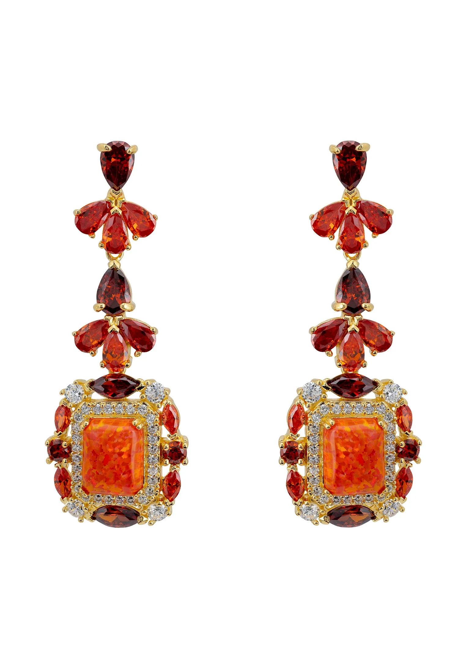 Selena Fire Opal Drop Earrings Gold