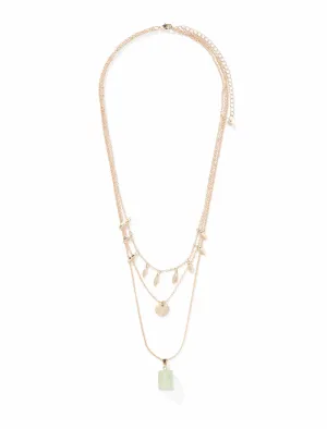 Serina Stone Pendant Layered Necklace