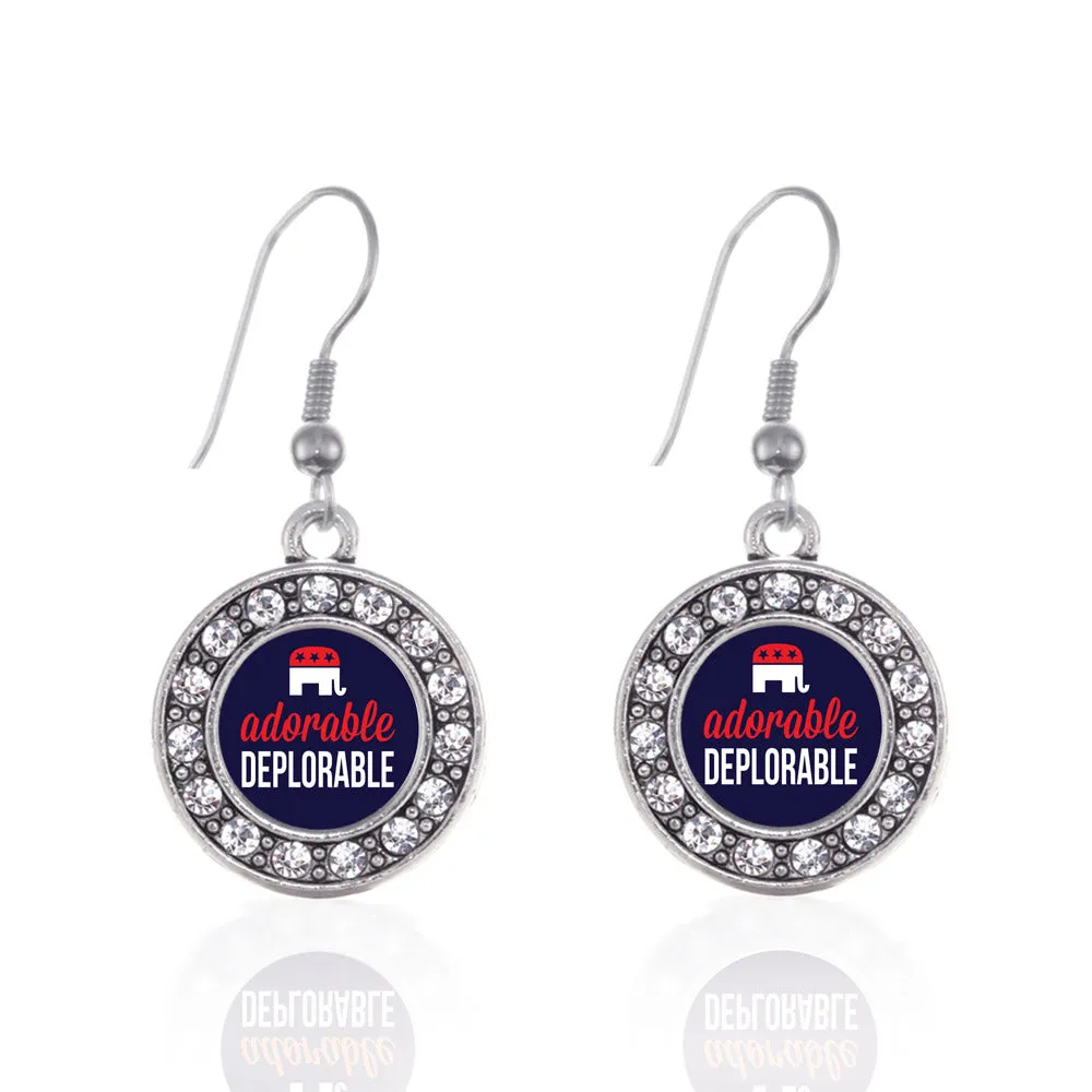 Silver Adorable Deplorable Circle Charm Dangle Earrings