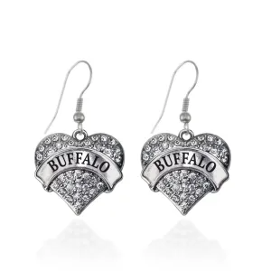 Silver Buffalo Pave Heart Charm Dangle Earrings