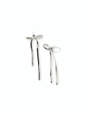 Silver Dangle Bow Earrings