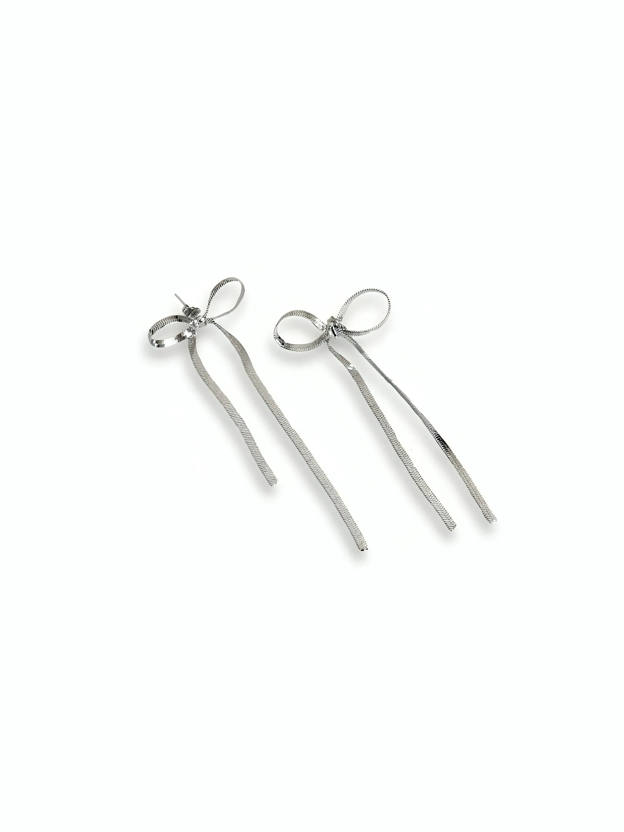 Silver Dangle Bow Earrings