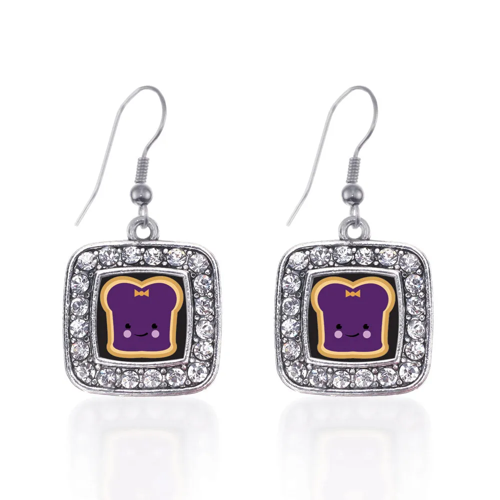 Silver Jelly Square Charm Dangle Earrings