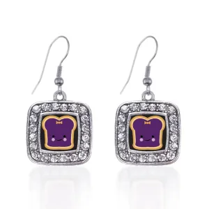 Silver Jelly Square Charm Dangle Earrings