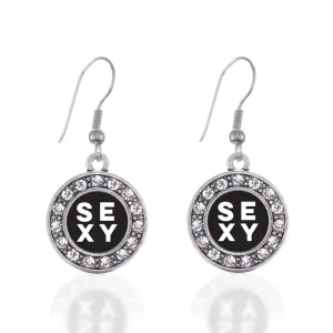 Silver Sexy Circle Charm Dangle Earrings