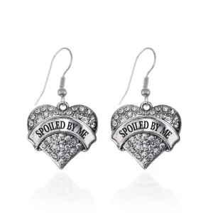 Silver Spoiled by Me Pave Heart Charm Dangle Earrings